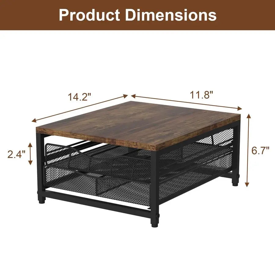 Pod Holder For Counter, Wooden K Cup Holder with Sliding Drawer
