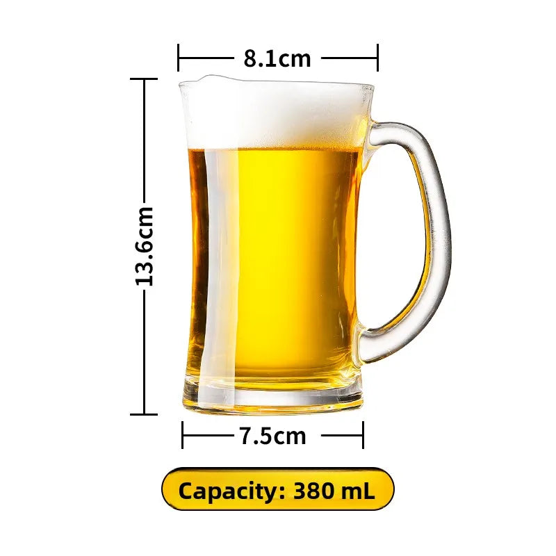 Large Capacity Beer Glass with Handle High End Glass Drinking Cup