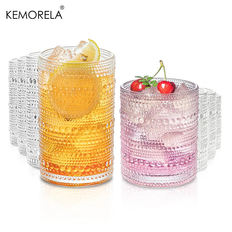 8PCS Elegant Vintage Hobnail Drinking Glasses