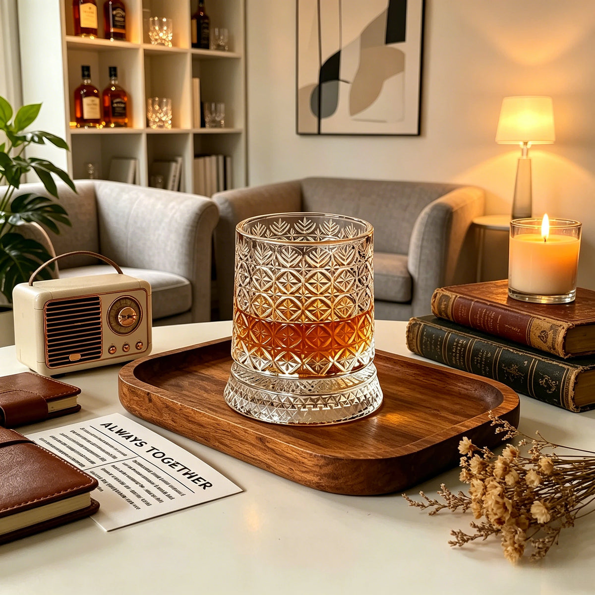 2PC Luxurious Rotating Crystal Whiskey Glasses – 360 °