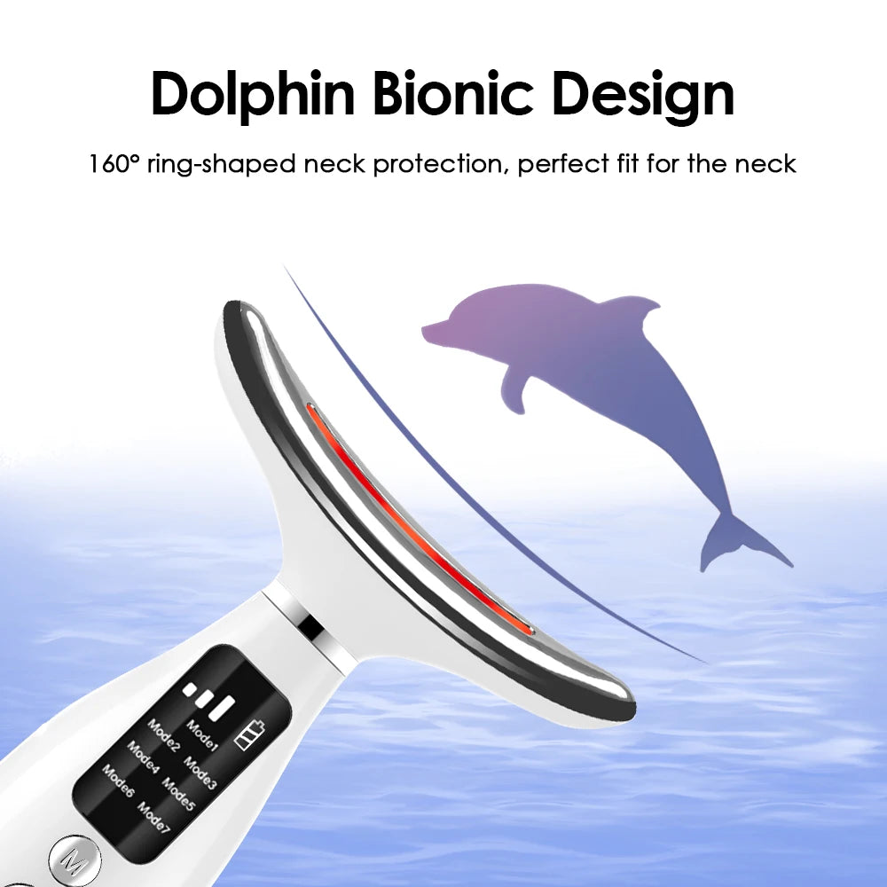 Neck Face Lifting Massager 7 Colors Light LED Photon Therapy Skin Tighten Wrinkle