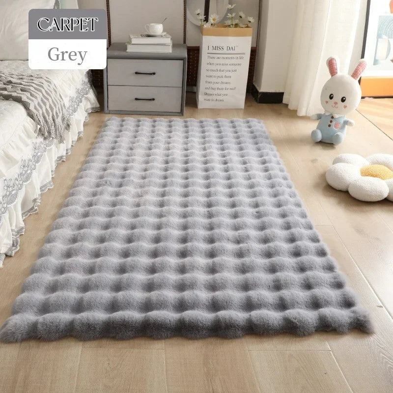 Soft Bubble Shape Plush Rugs - Faux Rabbit Fur