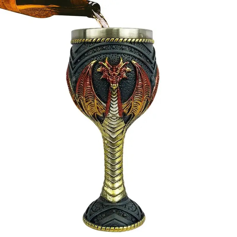 Creative 3D Dragon Beer Cup Resin Stainless Steel  Wine Goblet