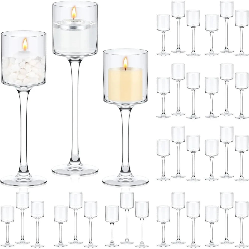 36 Pcs Tall Glass Candle Holder Clear Tea Light Candle Floating Holder