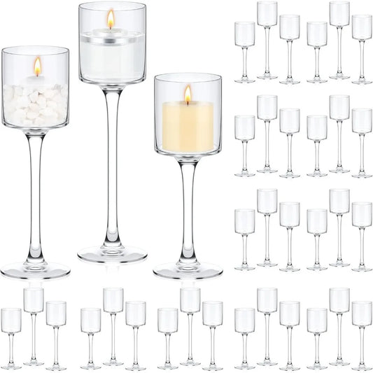 36 Pcs Tall Glass Candle Holder Clear Tea Light Candle Floating Holder