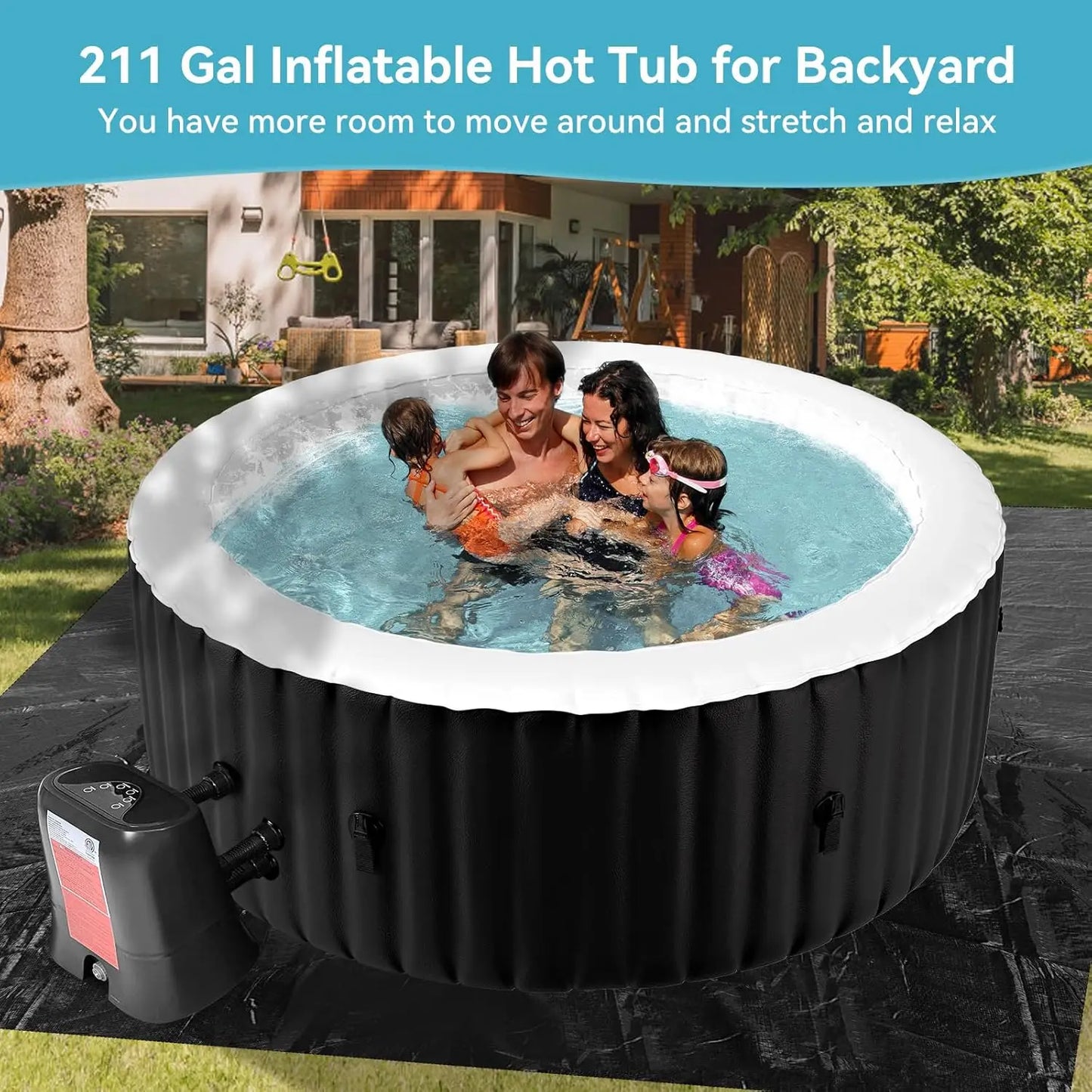 2-4 Person Inflatable Hot Tub,  120 Air Jets, Insulated, Custom