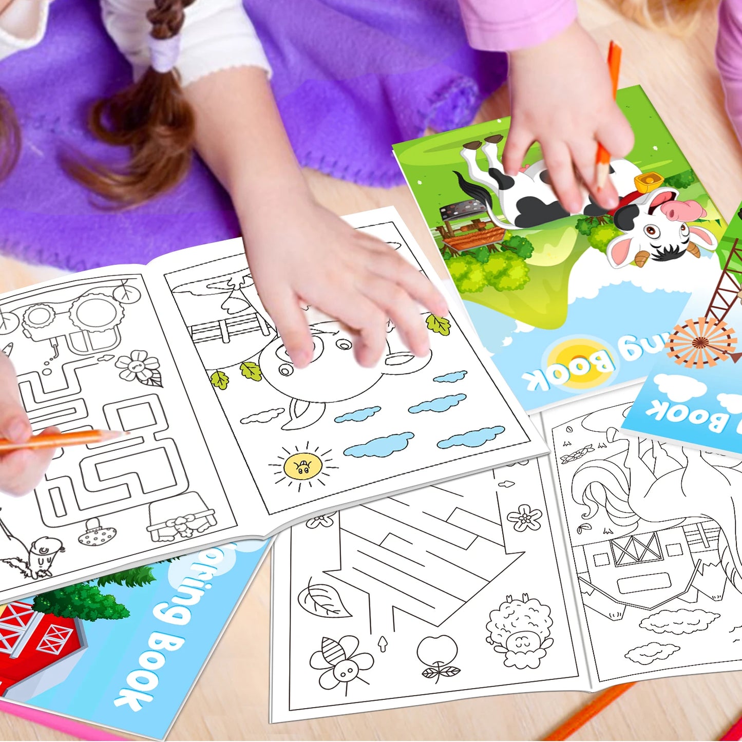 24Pcs Farm Animals Mini Coloring Books