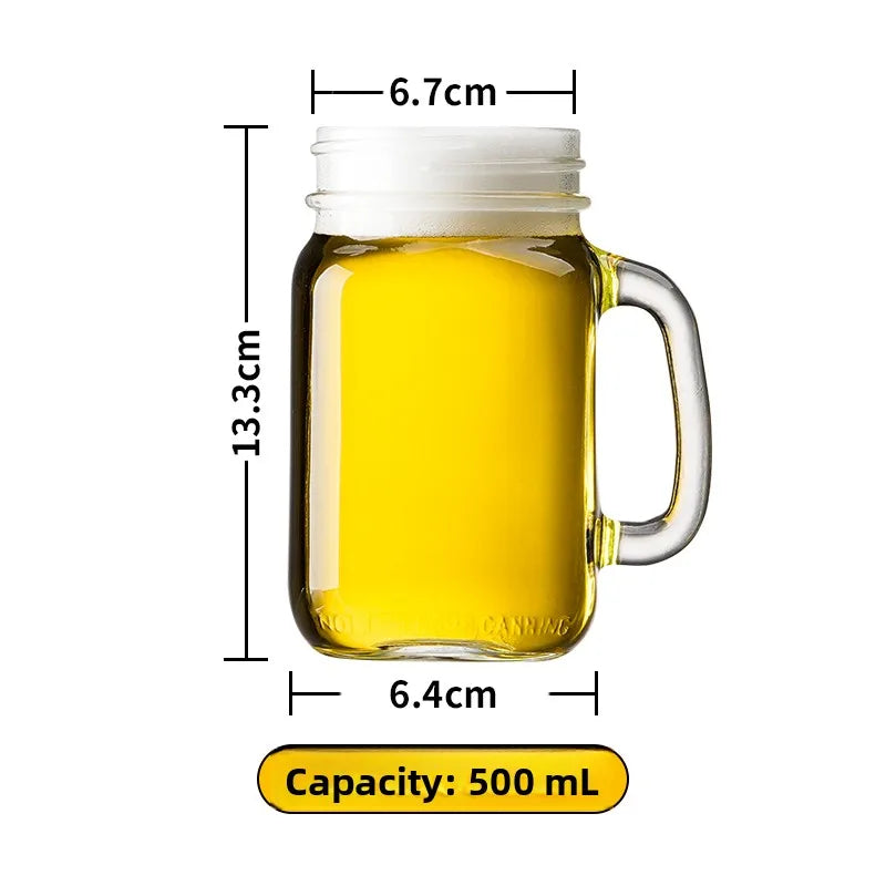 Large Capacity Beer Glass with Handle High End Glass Drinking Cup