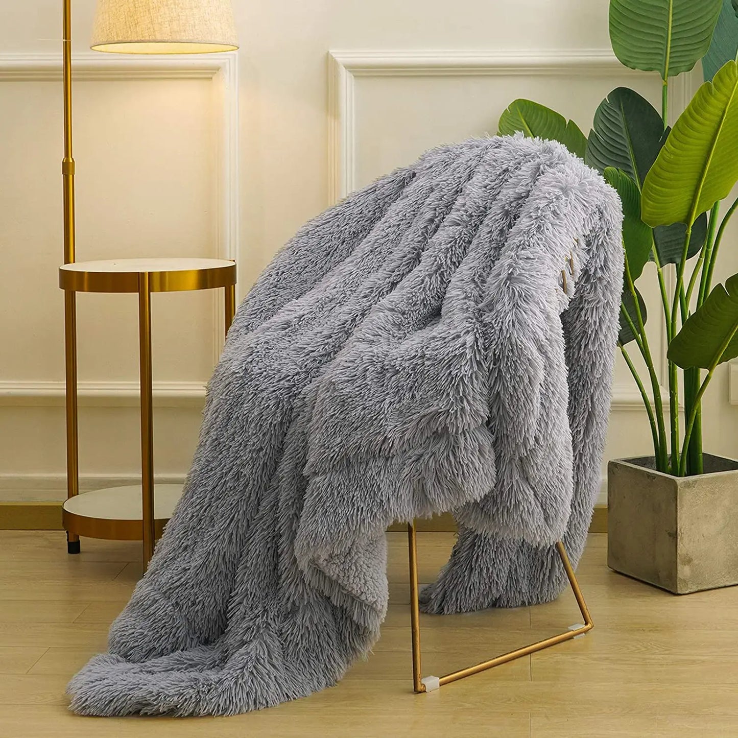 Fluffy Blanket Throw Solid Color Shag Plush