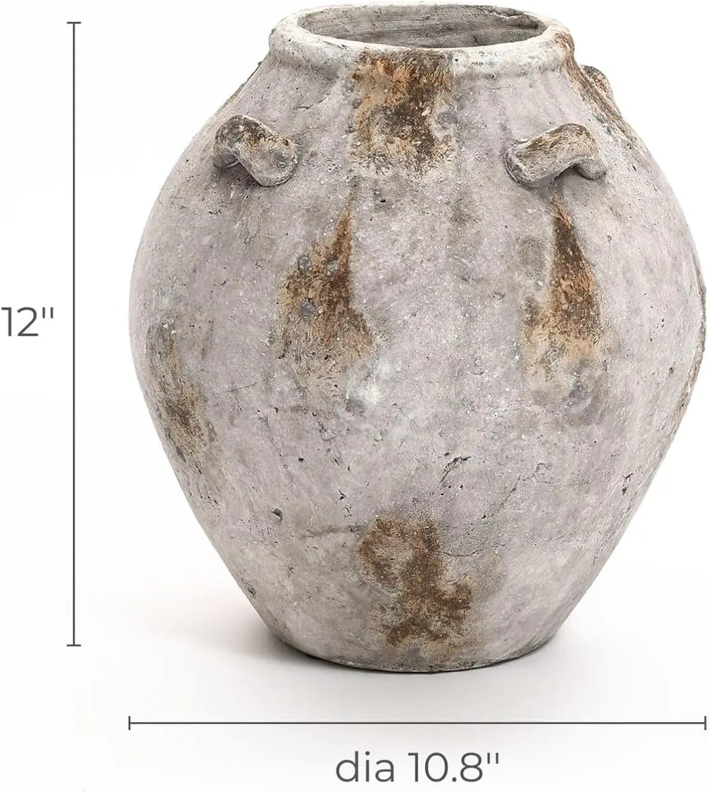 Ceramic Flower Vase12'' Mottled Brown and White Vase