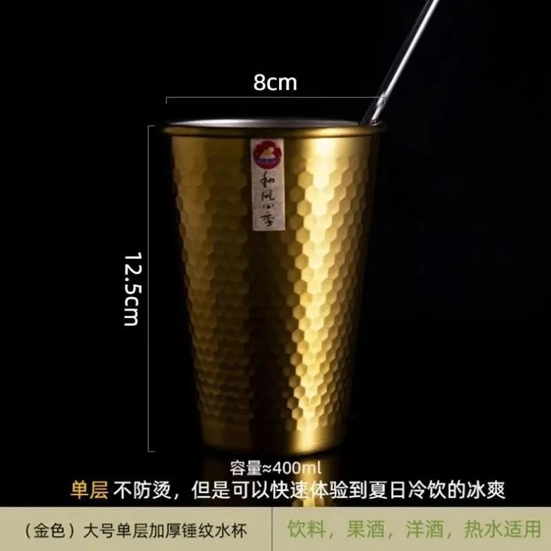 170ML/550ML Double-Wall 304 Stainless Steel Mug Hammer Diamond Texture