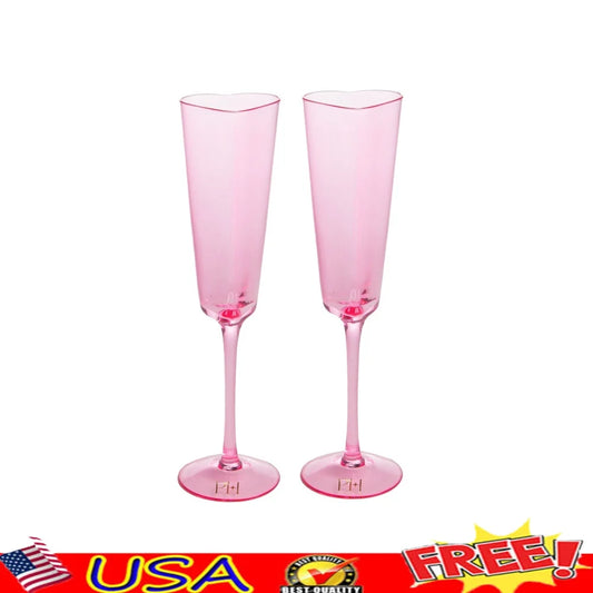 2 Piece Heart Shaped Champagne Flute Set 5.5 oz