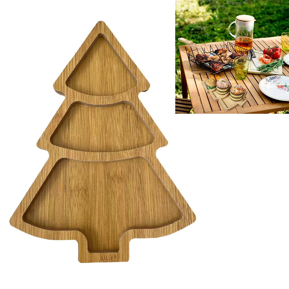 Wooden Serving Tray Santa Tree Shape Sushi Plate Charcuterie