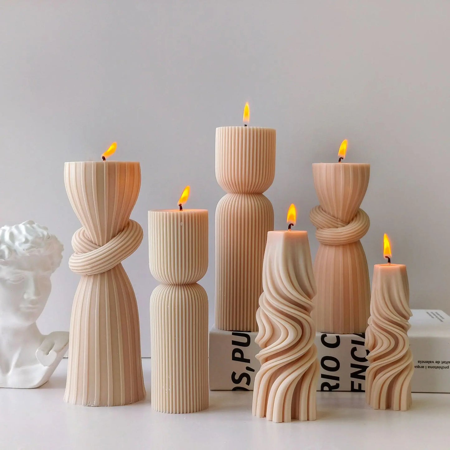 Striped Cylinder Aroma Candle Silicone Mold Soy Wax Candles Making Supplies