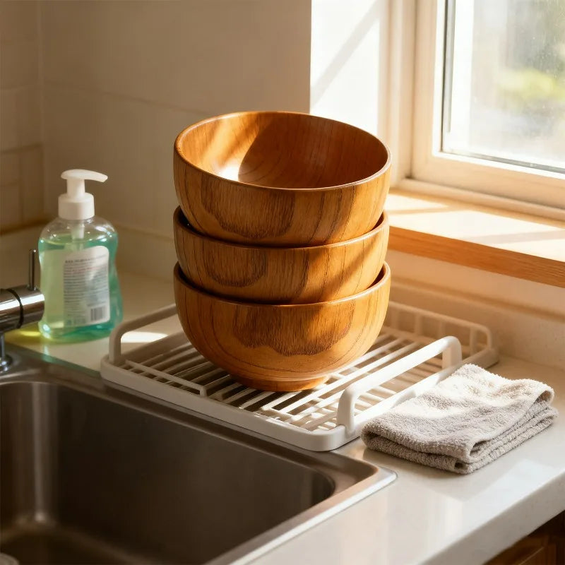Multisize Solid Wood Salad Bowls