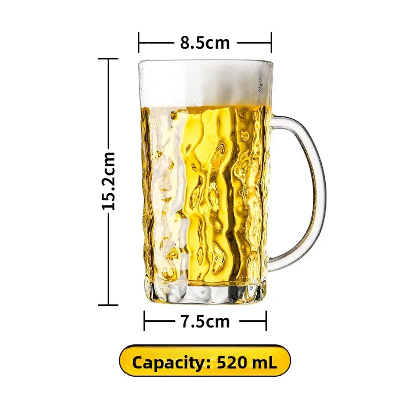 Large Capacity Beer Glass with Handle High End Glass Drinking Cup
