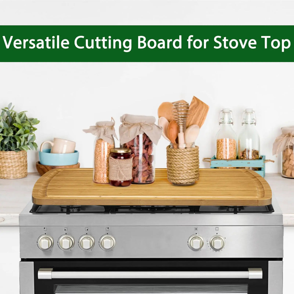 30 x 20 Extra Large Cutting Board, Bamboo Stove Top Cover