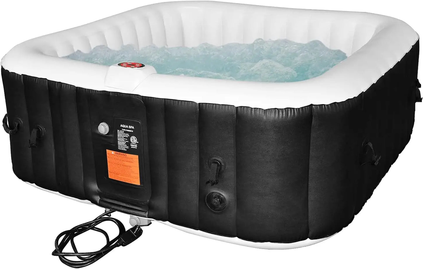 AquaSpa Portable Hot Tub 72X72X26 Inch Air Jet Spa  130 Bubble Jets