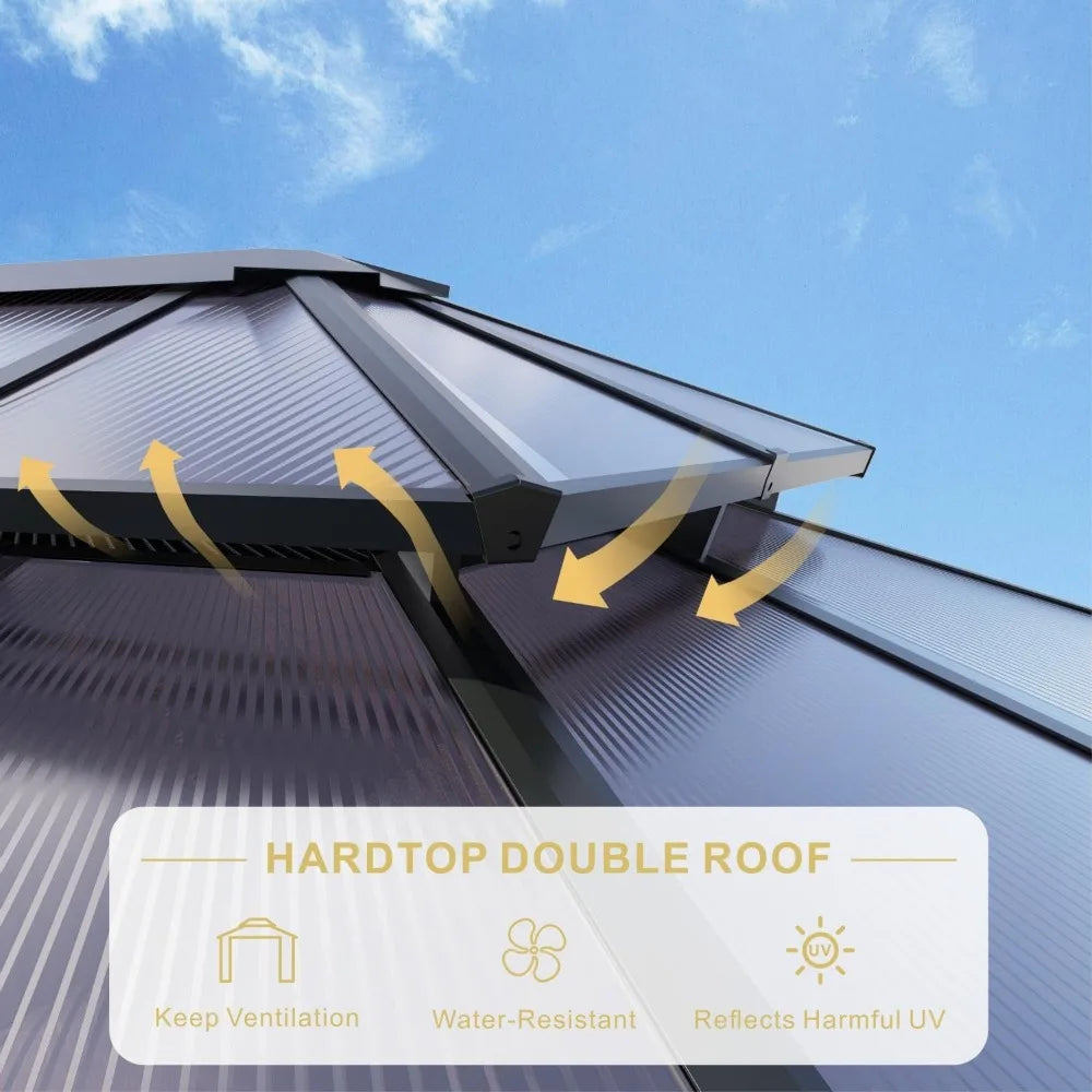 10’x12’ Hardtop Gazebo, Double Roof Patio  Aluminum Frame