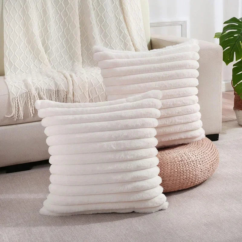 Thick Striped Soft Solid Color Pillow Cover 45x45cm