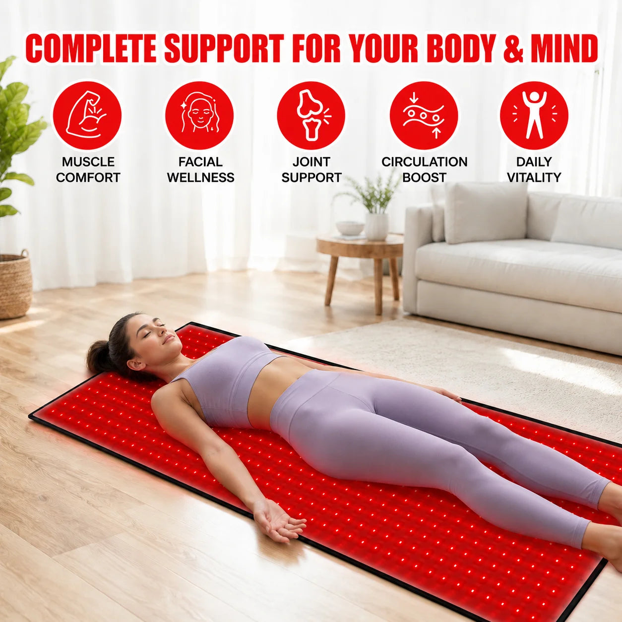 Red Light Therapy Mat 660nm& 850nm Red Light Therapy Pad