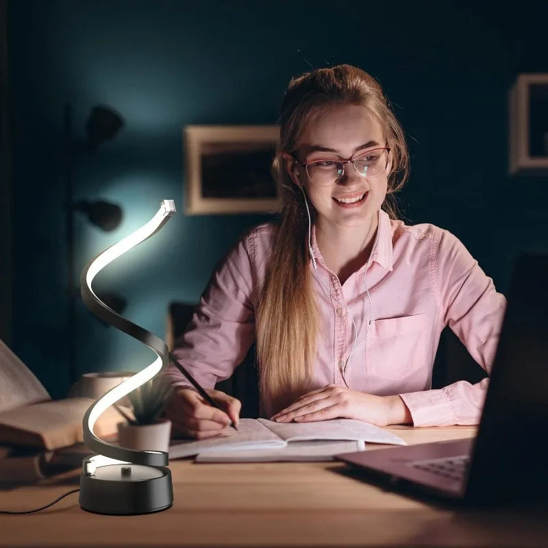 Classic Creative Spiral LED Table Lamp, Dimmable  Adjustable Arm