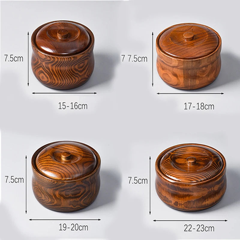 Solid Wooden Bowl with Lid Wooden Salad Bowl