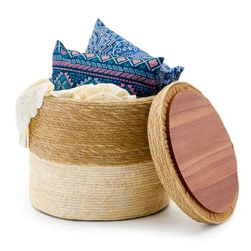 18'' Ottoman Pouf, Natural Braided Poof,