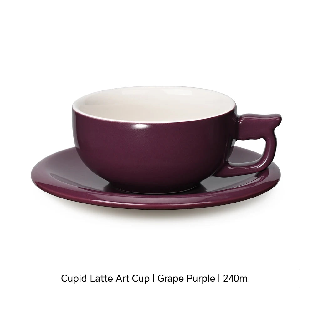 240ml Ceramic Latte Art Cup - Saucer  Cappuccino Cup