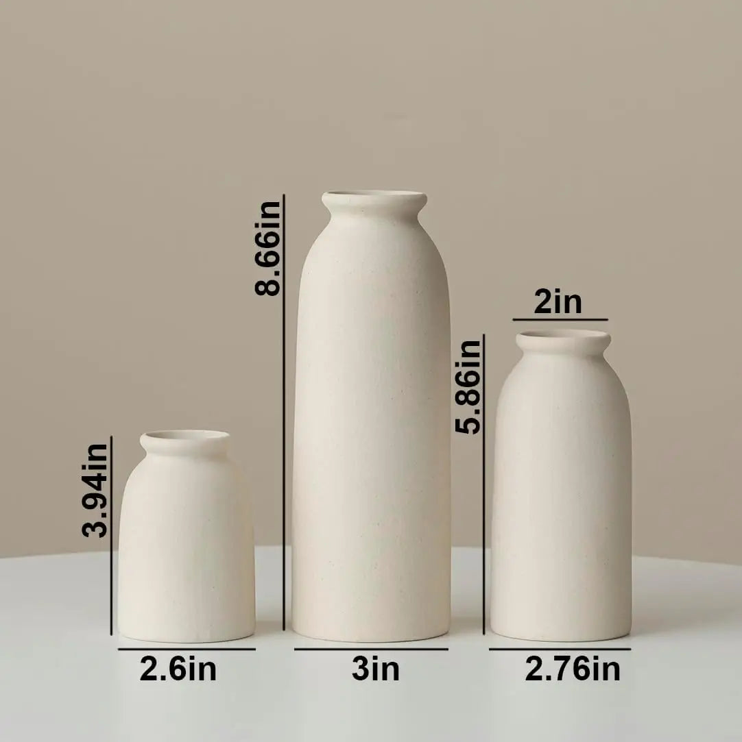 3-Piece Ceramic Vase Set, Small Flower Vases