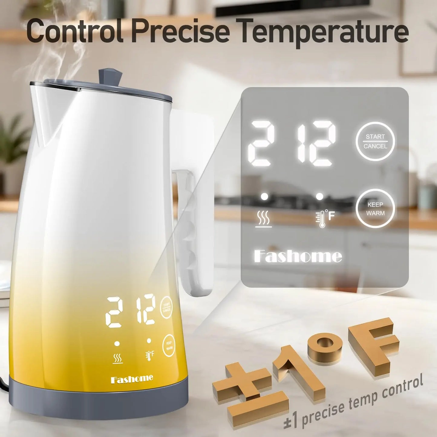 1.25L Electric Kettle Digital LED  2Hour Keep Warm  Fast Boiling