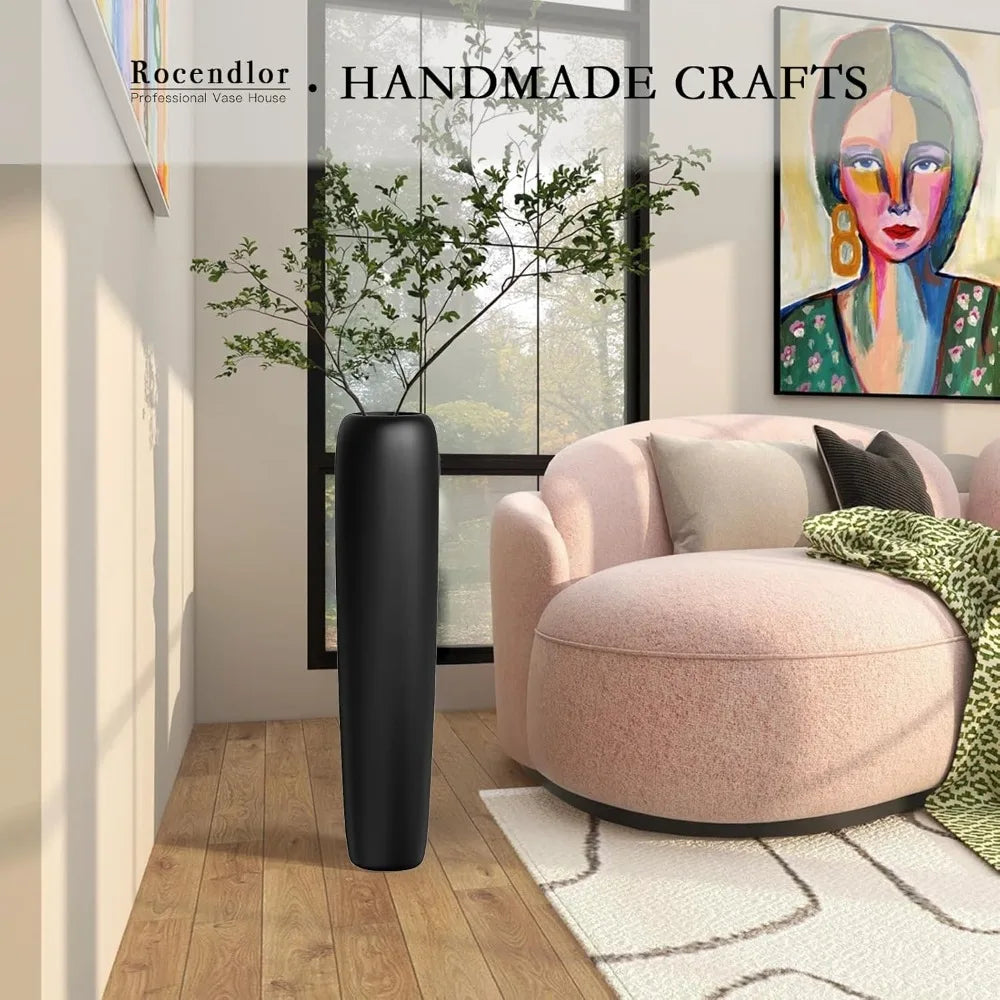 Elegant Tall Black Vase