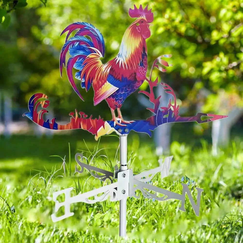 Wolf Rooster Weathervane Metal Weathervanes Wind Spinner