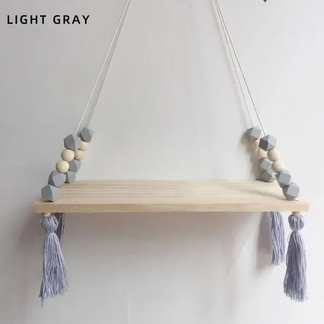 Nordic style colorful tassel wooden Wall Shelf Wall
