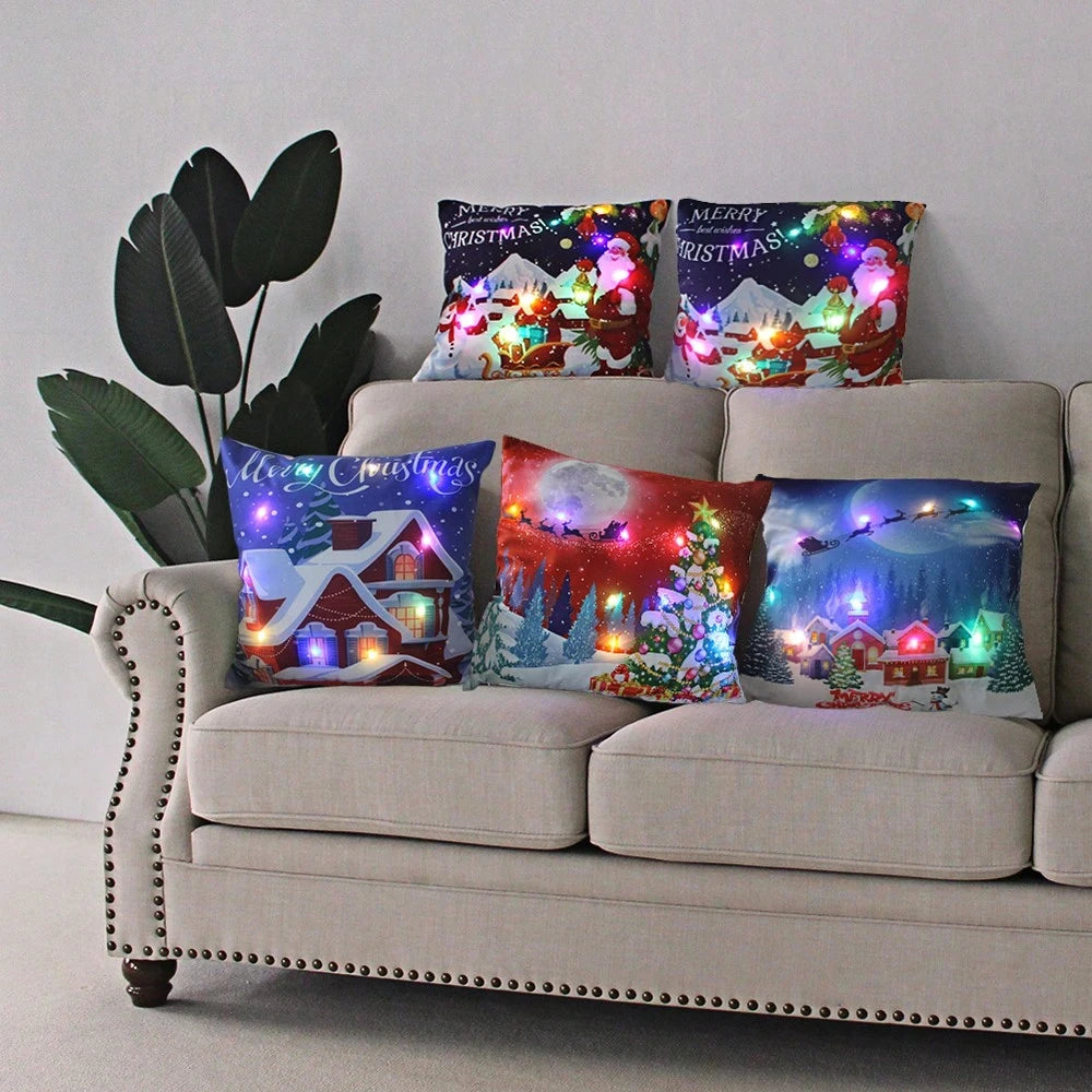 Multi-Color Led Light-Up Pillow, Christmas Decoration Super Soft Plush Pillow