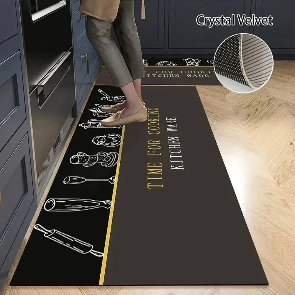 Non-slip Kitchen Mat Long Rugs Crystal Velvet Carpet