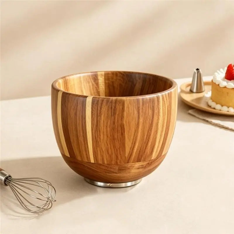 Wood Mixing Bowl 4.5& 5 QT Stand Mixers-Stainless Steel Locking Base