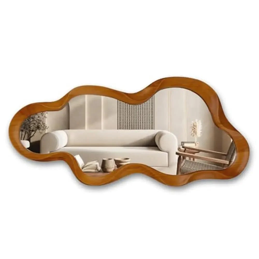 Wooden Framed Irregular Wall Mirror
