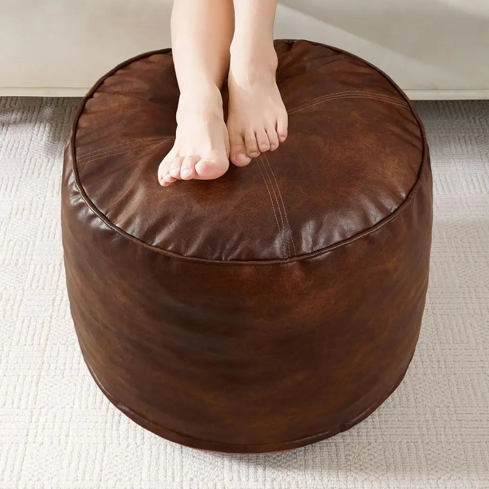 Round Storage Ottoman with Foam Filling, 20 X 15