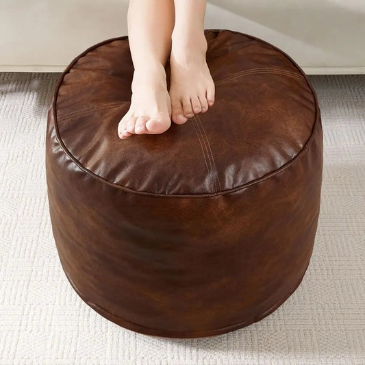 Round Storage Ottoman with Foam Filling, 20 X 15