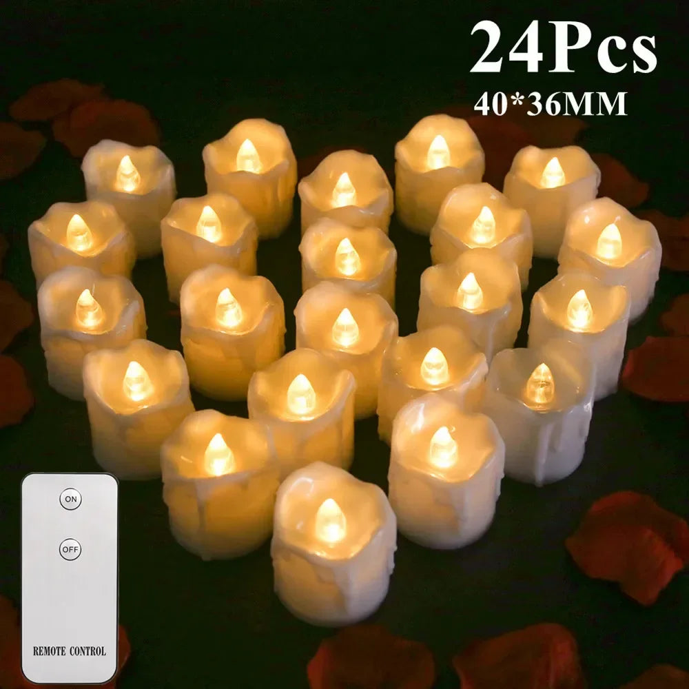 6/24Pcs Flameless LED Candles Tea Light - Battery Powered