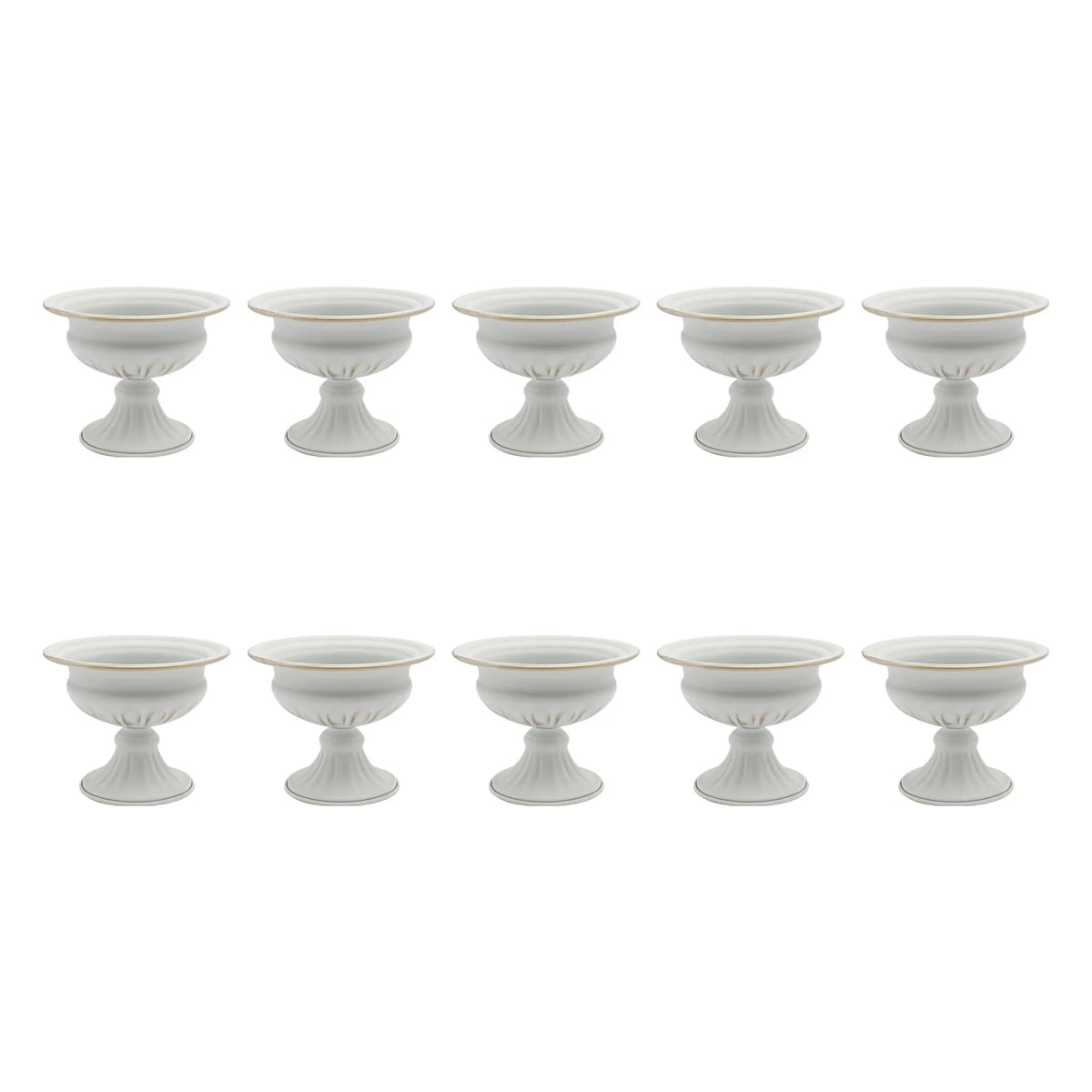 Table Flower Vase White Gold Hourglass Flared Shape 10Pcs