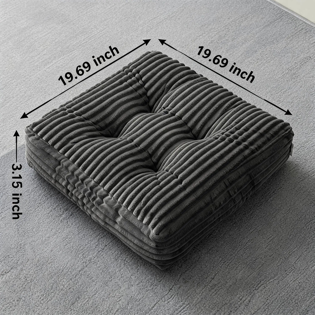 2Pcs Square Thick Floor Cushion, Striped Floor Pillow
