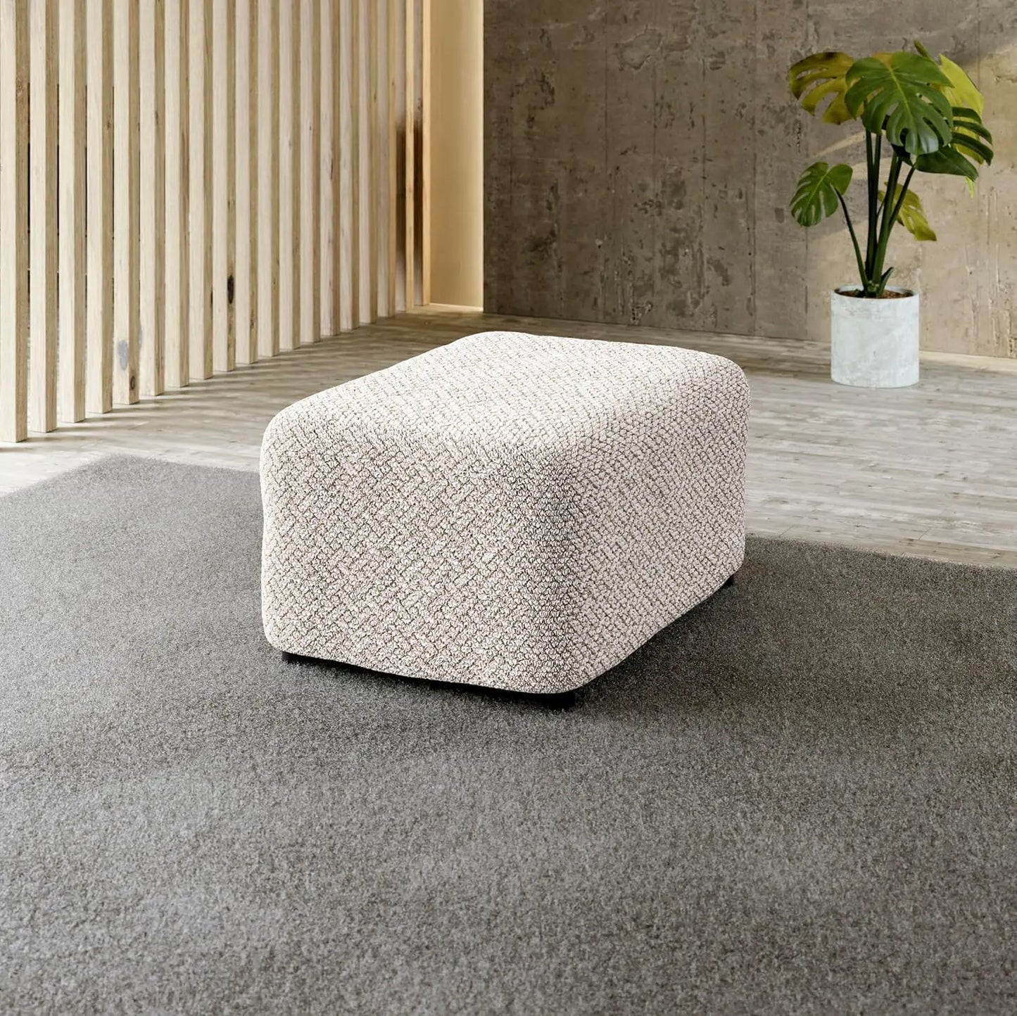 Ottoman Slipcover - Stretch Stool Sofa - Pouf Protector
