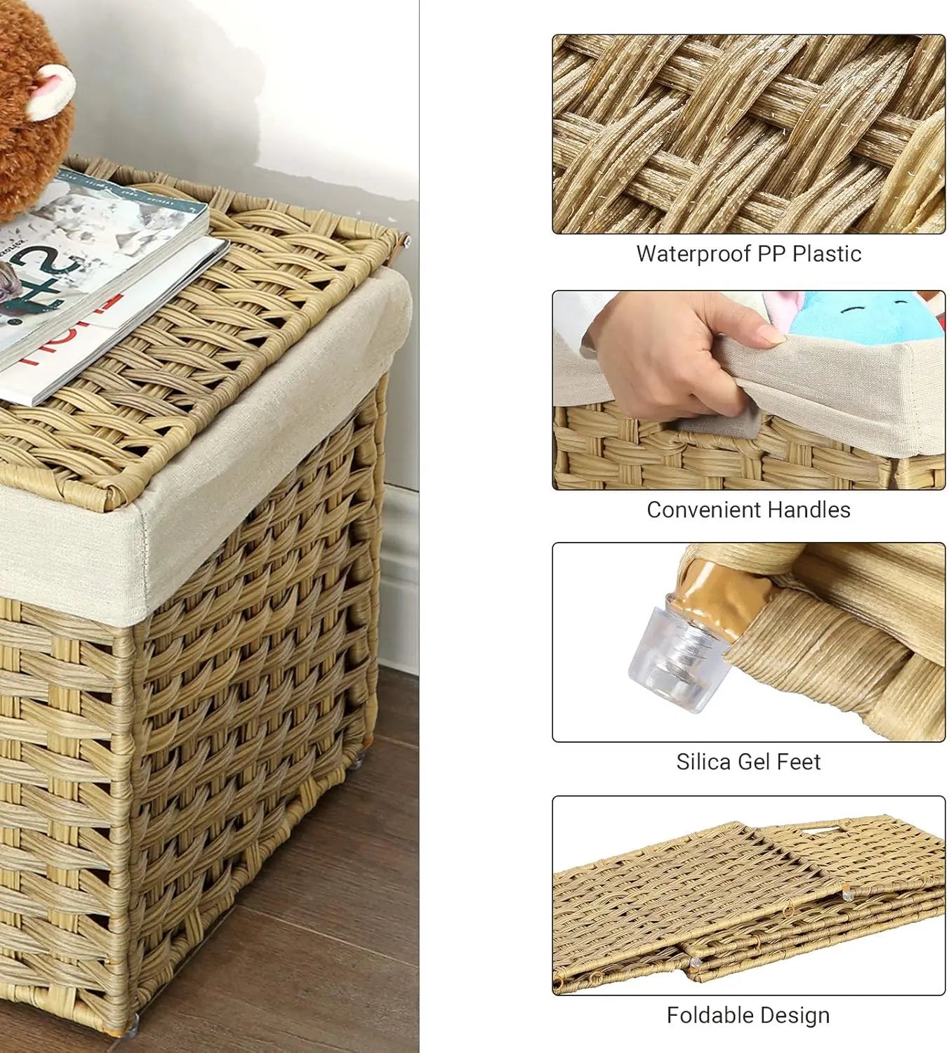 Storage Basket with Lid 42.3 Gallon (160L) Woven