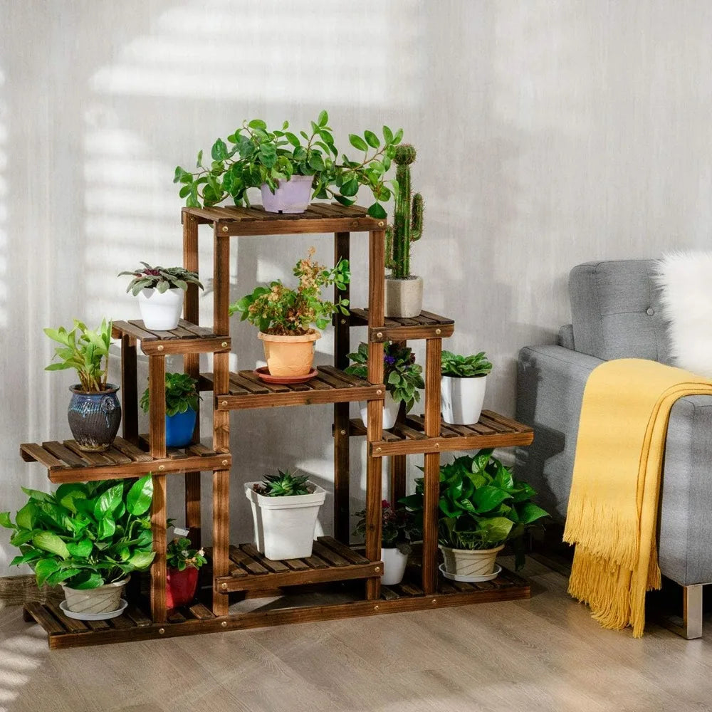 Wood Plant Stand Wood Shelves  Indoor Outdoor Rack Bookshelf