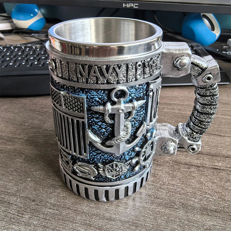 Army Military Beer Mug Resin Stainless Steel