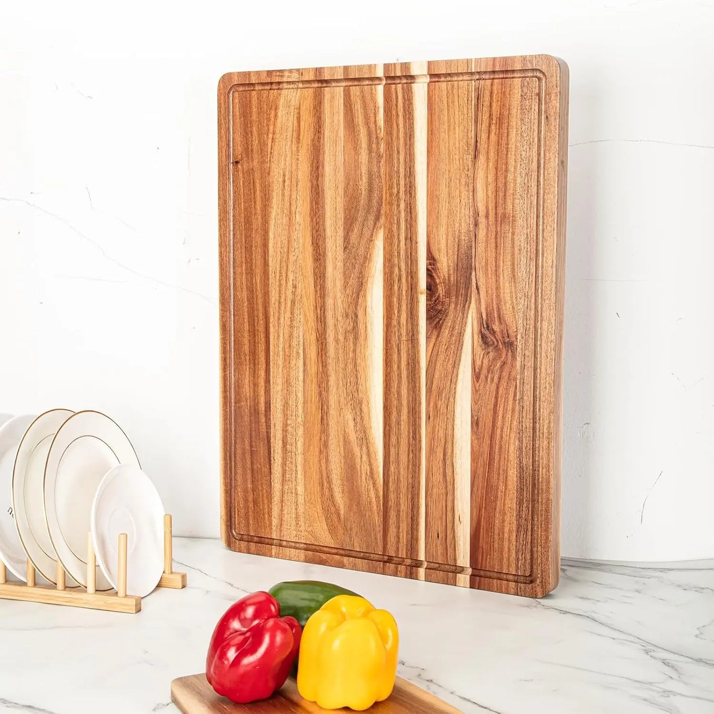 Extra Large Wood Cutting Board with Juice Groove 24 x 18 x1.2 in