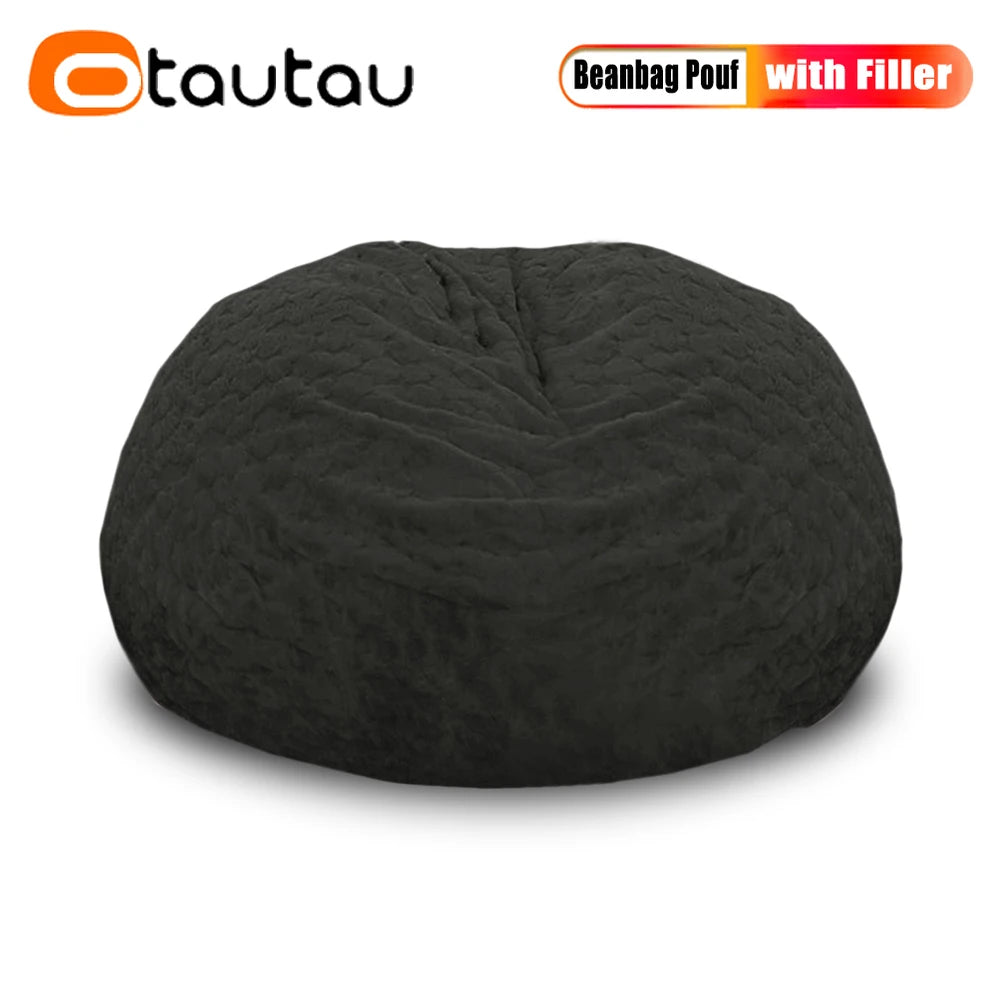 Faux Bunny Fur Bean Bag Pouf with Filling