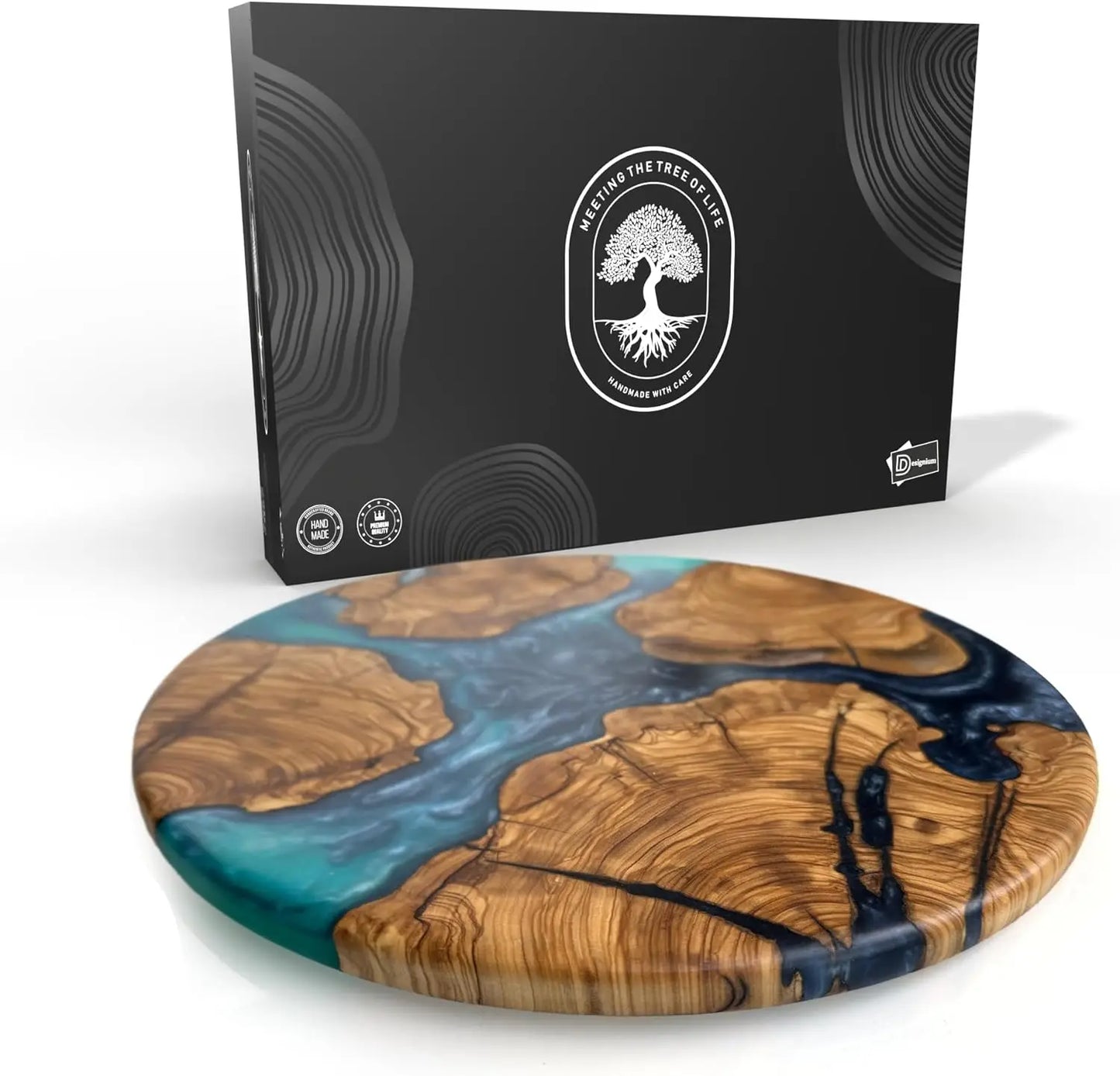 Olive Wood Round Resin Cheese & Charcuterie Board
